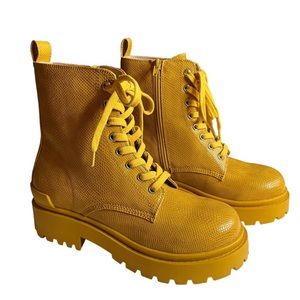Urban Outfitters Yellow Lace-Up Boots